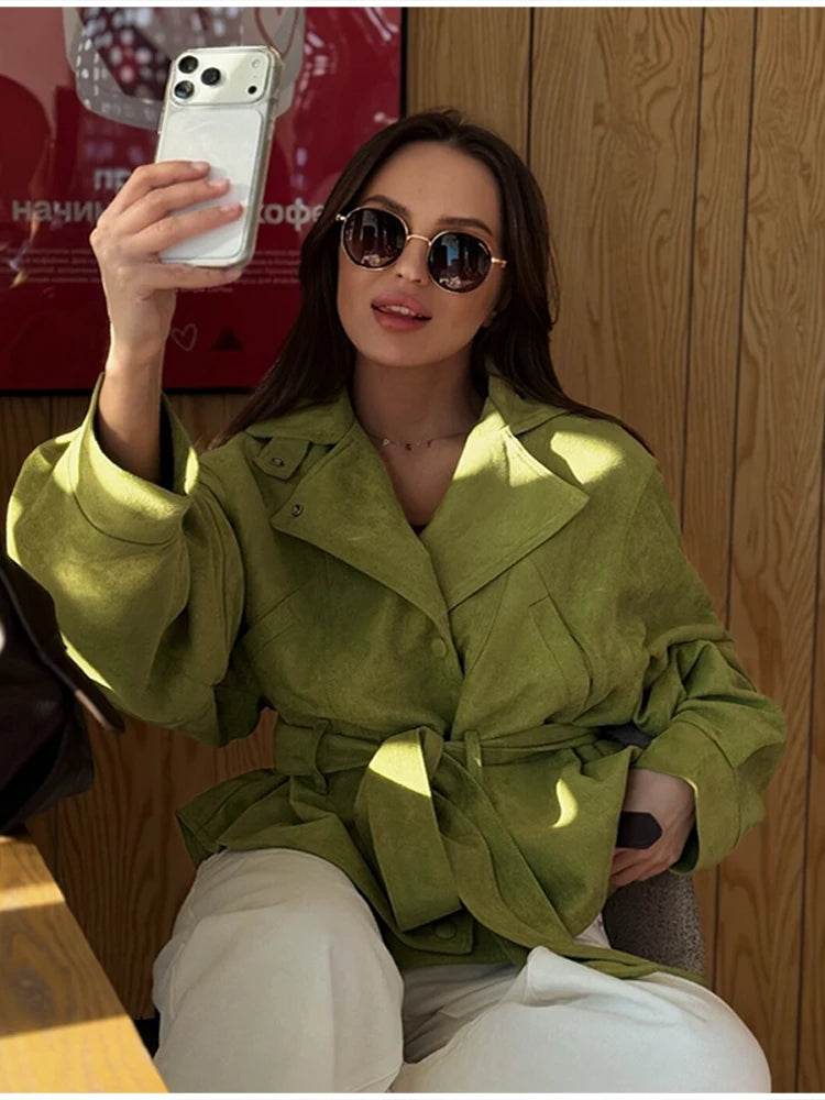 Women's Avocado Green Trench Coat - product image 7