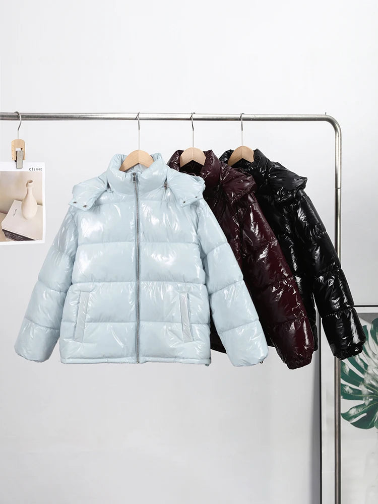 Women's Glossy Hooded Puffer Jacket - product image 5