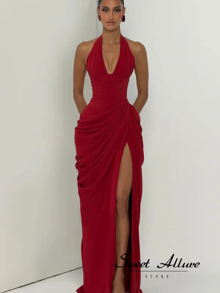 Women's Pleated Halter Maxi Dress - product image 2