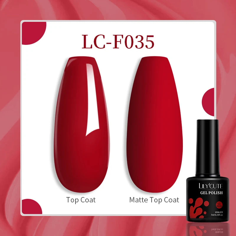 Lac de unghii cu gel LILYCUTE, sclipici roșu închis, 7 ml