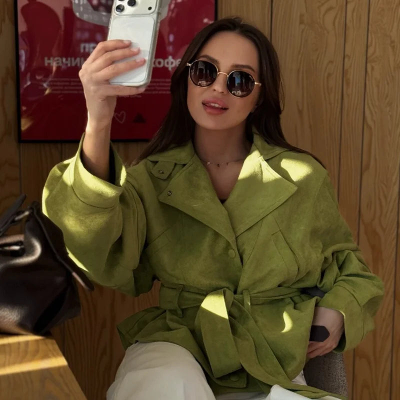Women's Avocado Green Trench Coat - product image 6
