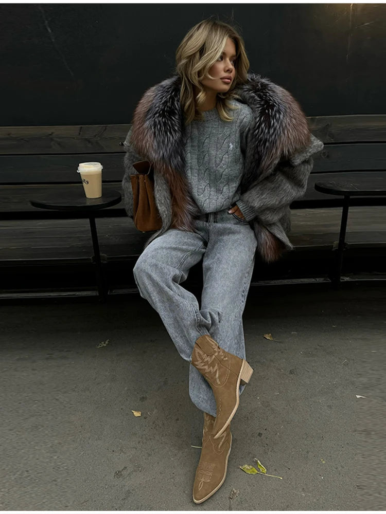 Women's Ombre Hooded Plush Winter Jacket - product image 4