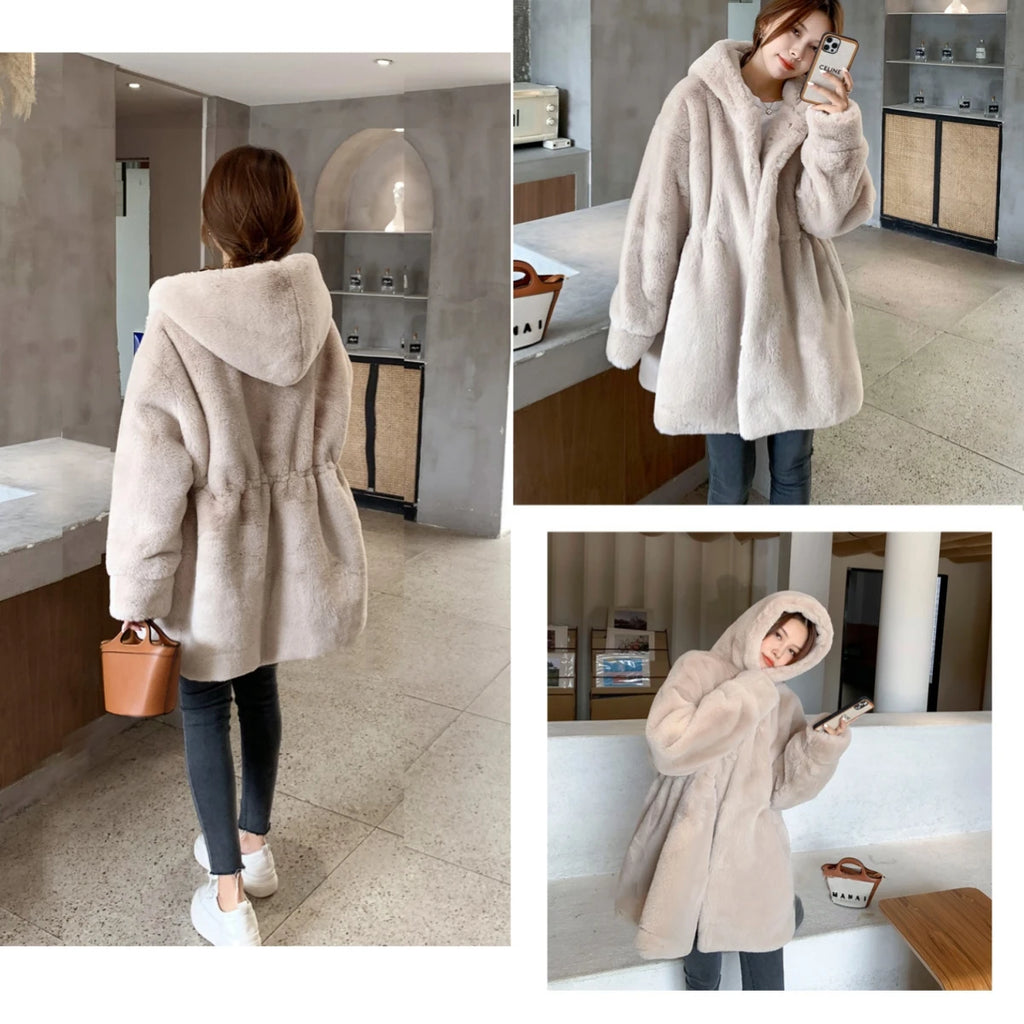 Women's Hooded Faux Fur Long Coat - product image 5