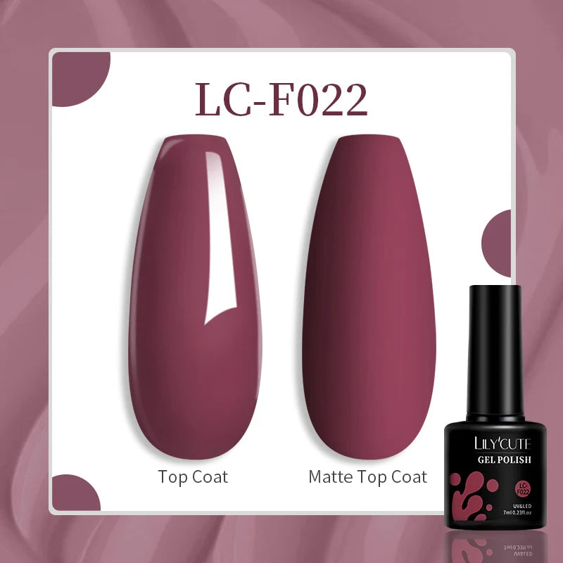 Lac de unghii cu gel LILYCUTE, sclipici roșu închis, 7 ml