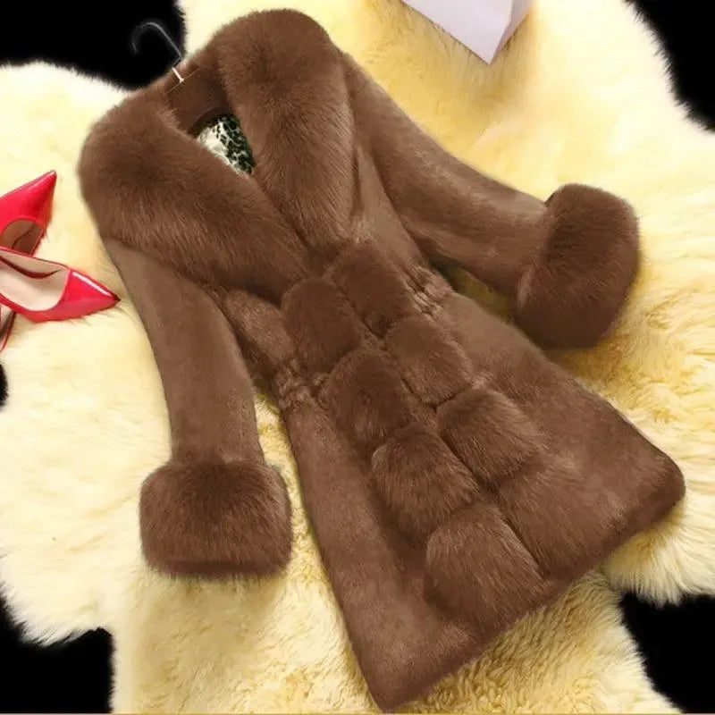 Women's Mid-Length Faux Fur Collar Coat - product image 4