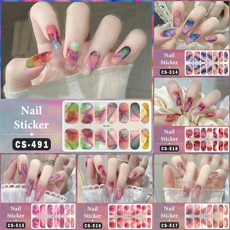 Full-Cover Nail Wrap Stickers, 14-Piece Set - product image 2