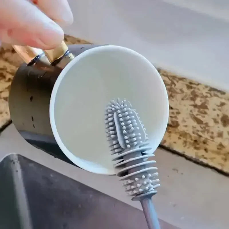 Perie din silicon cu mâner lung pentru sticle