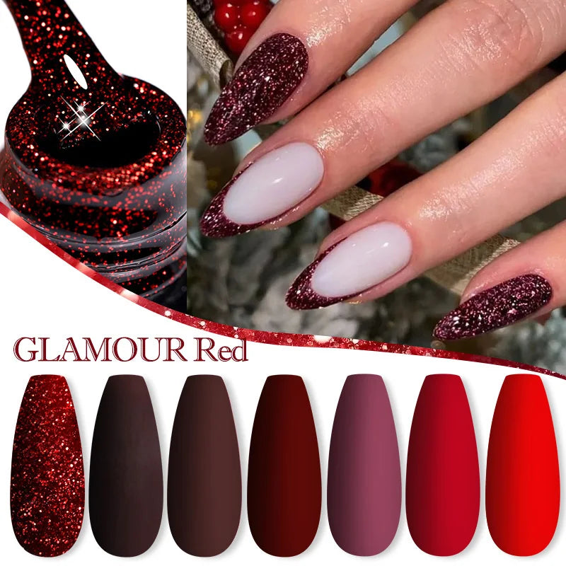 LILYCUTE Dark Red Glitter Gel Nail Polish, 7 ml - product image 1