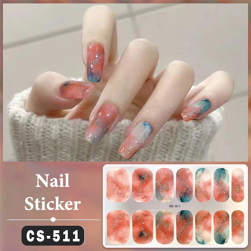 Full-Cover Nail Wrap Stickers, 14-Piece Set - product image 24