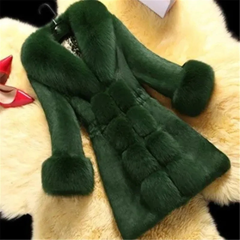Women's Mid-Length Faux Fur Collar Coat - product image 1