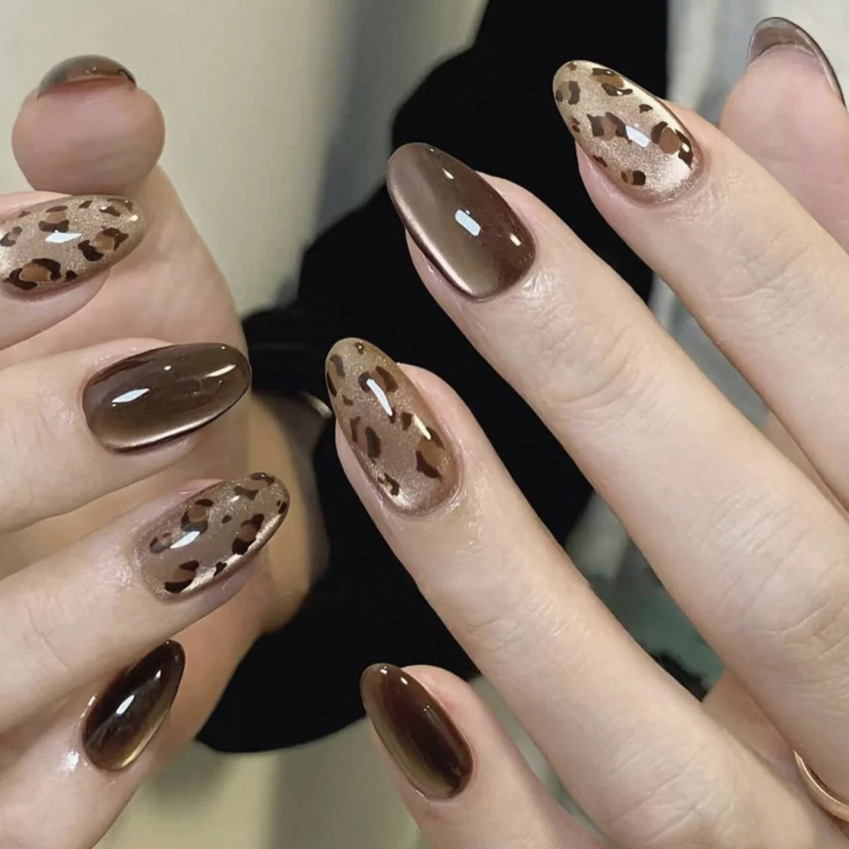 Leopard Cat-Eye Almond Press-On Nails - product image 1