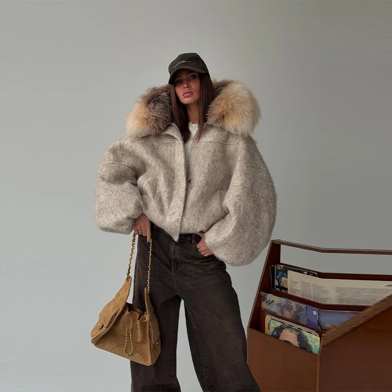 Women's Hooded Faux Fur Collar Coat - product image 8