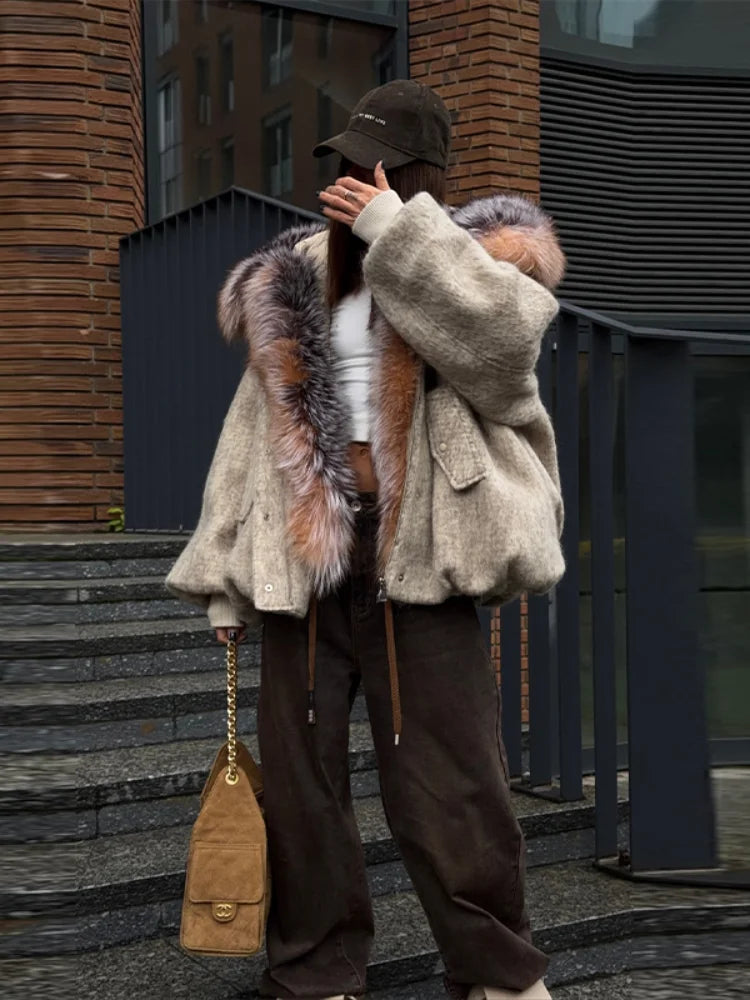 Women's Hooded Faux Fur Collar Coat - product image 5
