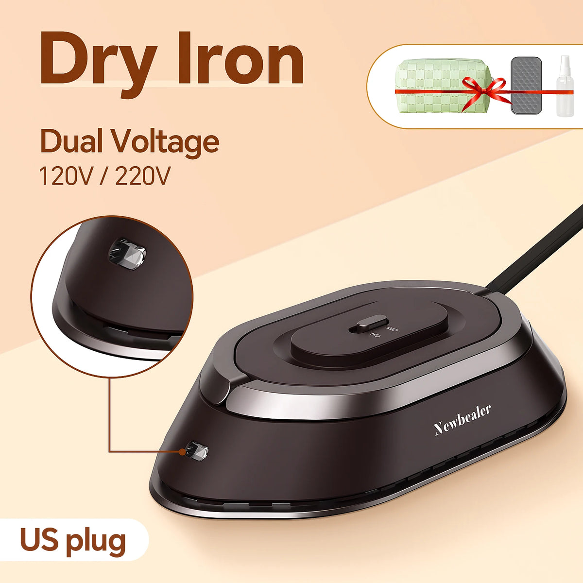 Mini Travel Iron, Dual Voltage, 30-Second Heat-Up