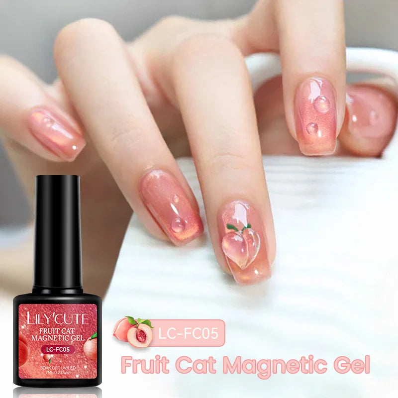 Ojă semipermanentă LILYCUTE Gold Coffee Cat-Eye, 7 ml