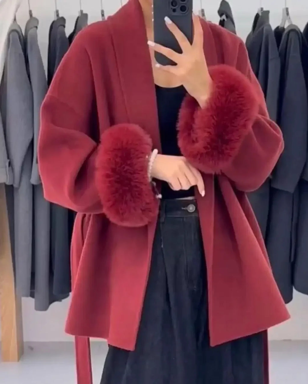 Women's Lace-Up Wool-Style Overcoat - product image 8