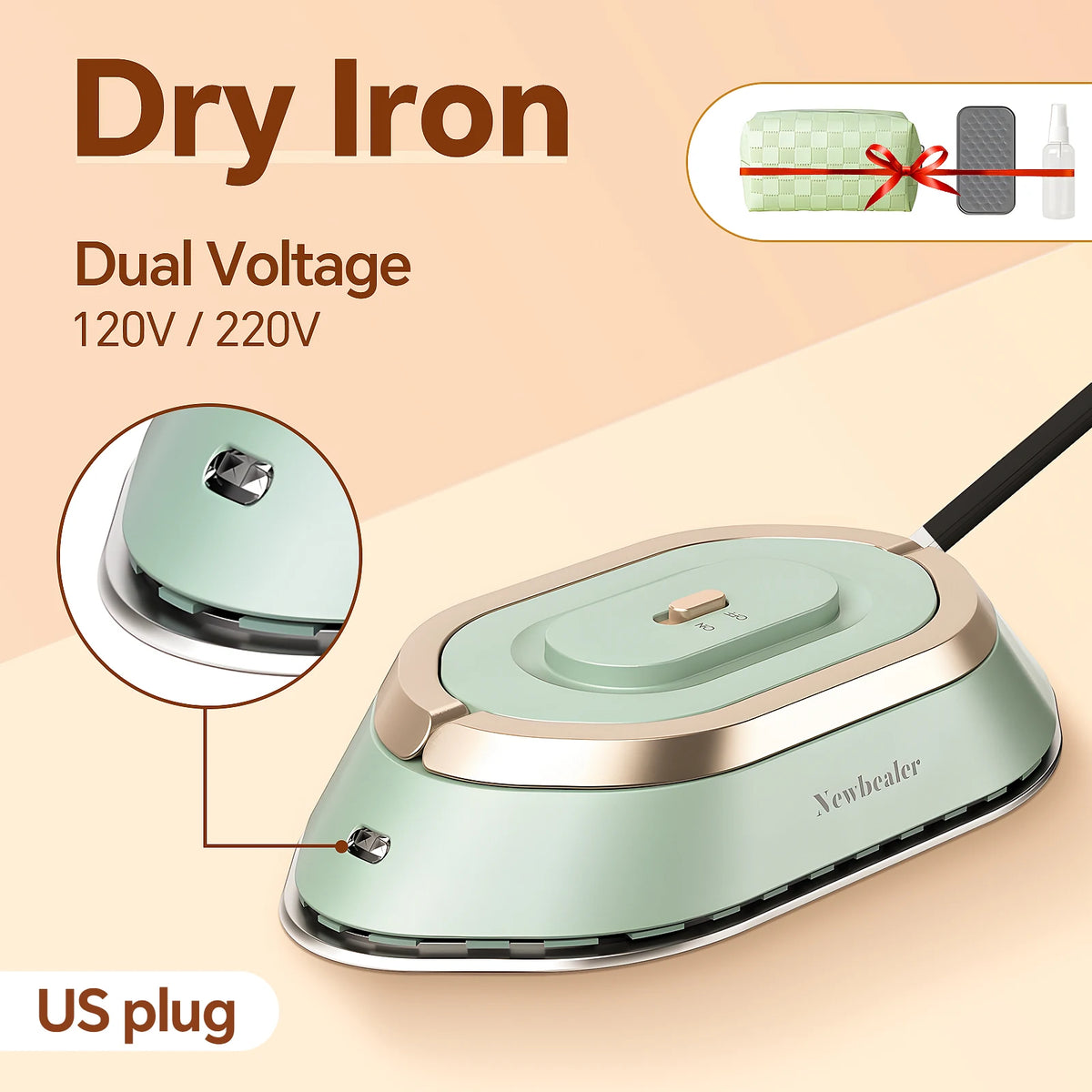 Mini Travel Iron, Dual Voltage, 30-Second Heat-Up