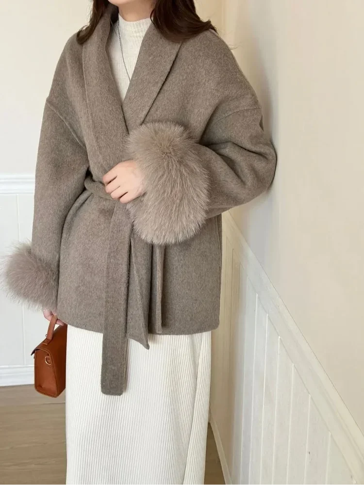 Women's Lace-Up Wool-Style Overcoat - product image 6