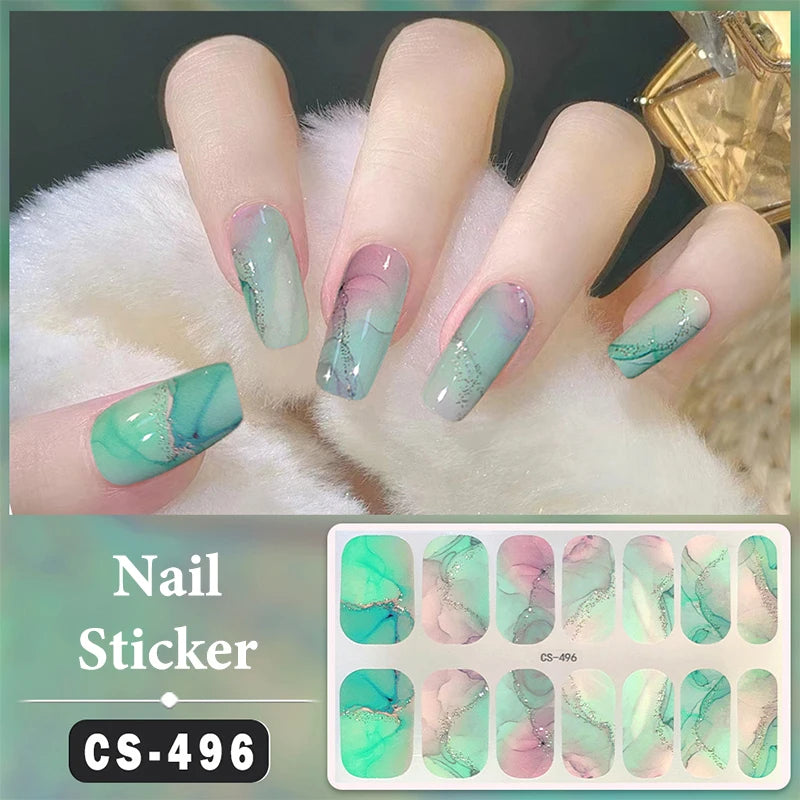 Full-Cover Nail Wrap Stickers, 14-Piece Set - product image 15