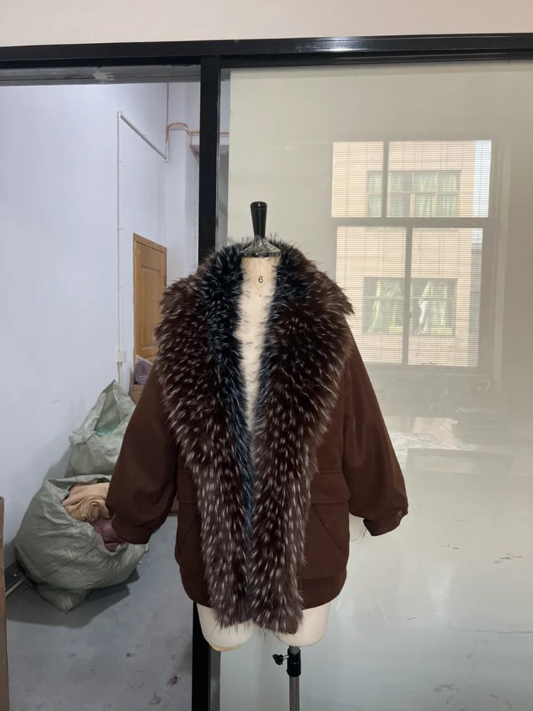 Women's Hooded Faux Fur Wool-Style Jacket - product image 5