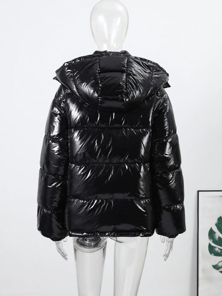 Women's Glossy Hooded Puffer Jacket - product image 7