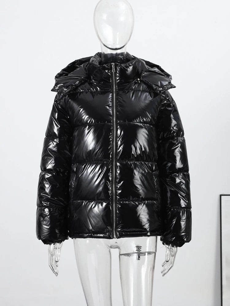 Women's Glossy Hooded Puffer Jacket - product image 6
