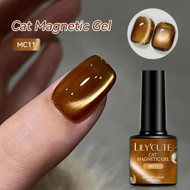 LILYCUTE Gold Coffee Cat-Eye Gel Nail Polish, 7 ml - product image 3