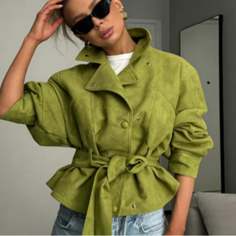 Women's Avocado Green Trench Coat - product image 3