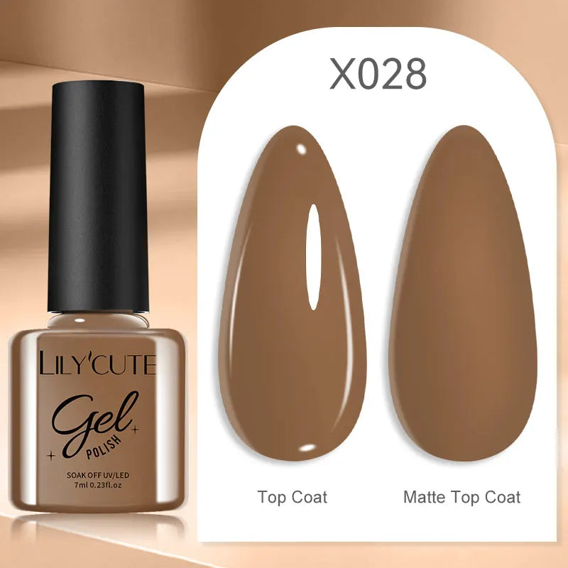 Ojă semipermanentă LILYCUTE Gold Coffee Cat-Eye, 7 ml