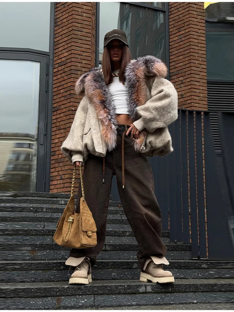Women's Ombre Hooded Plush Winter Jacket - product image 5