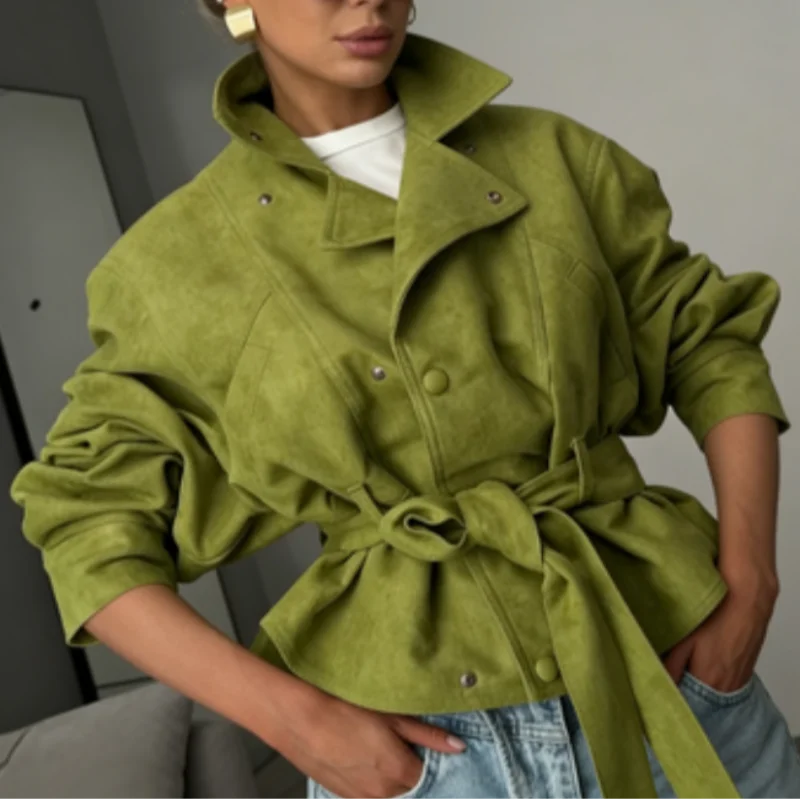 Women's Avocado Green Trench Coat - product image 1