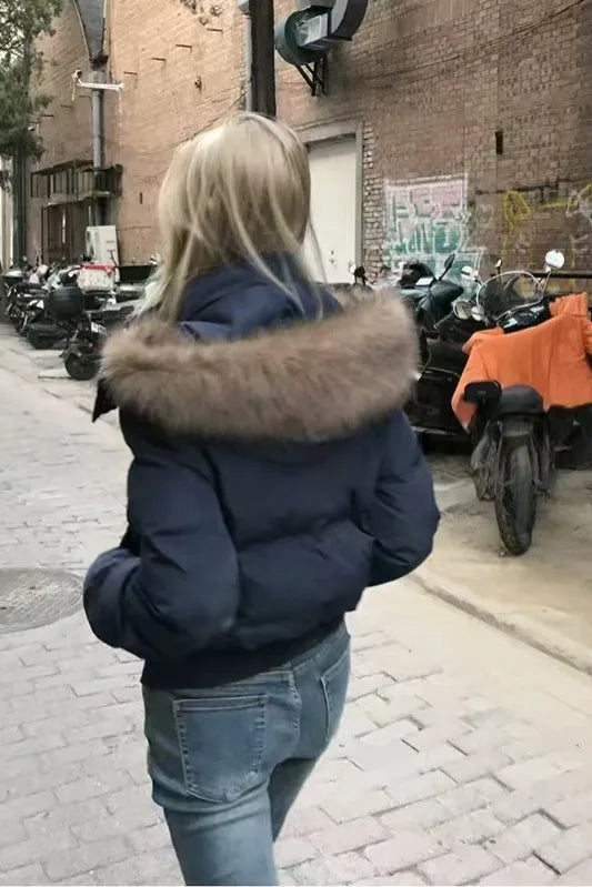 Women's Fur Hood Cropped Puffer Jacket - product image 4