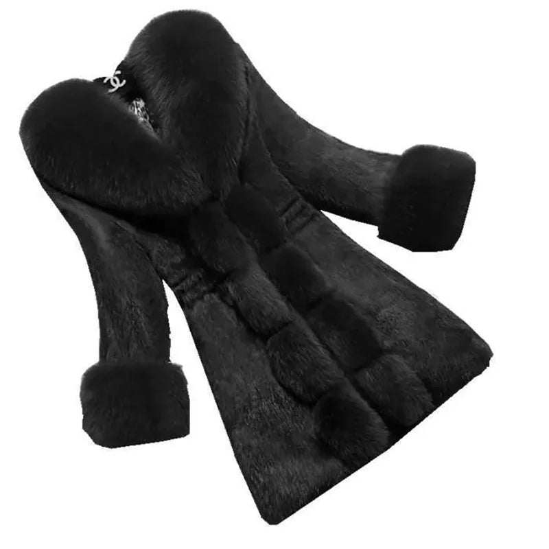 Women's Mid-Length Faux Fur Collar Coat - product image 5