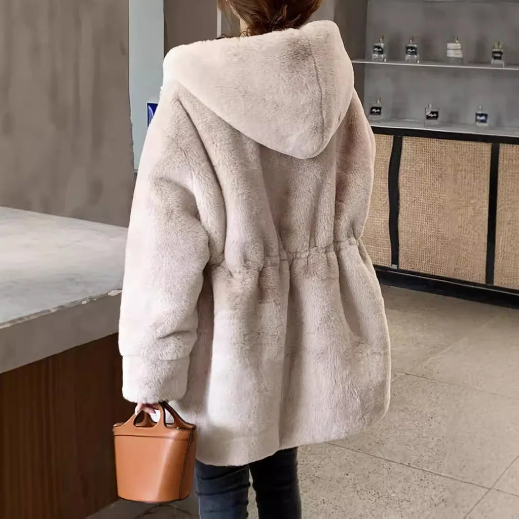 Women's Hooded Faux Fur Long Coat - product image 1