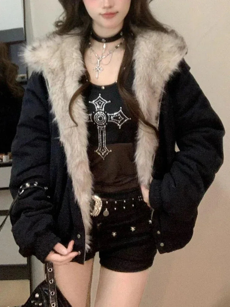 Women's Fur Collar Hooded Padded Coat - product image 2