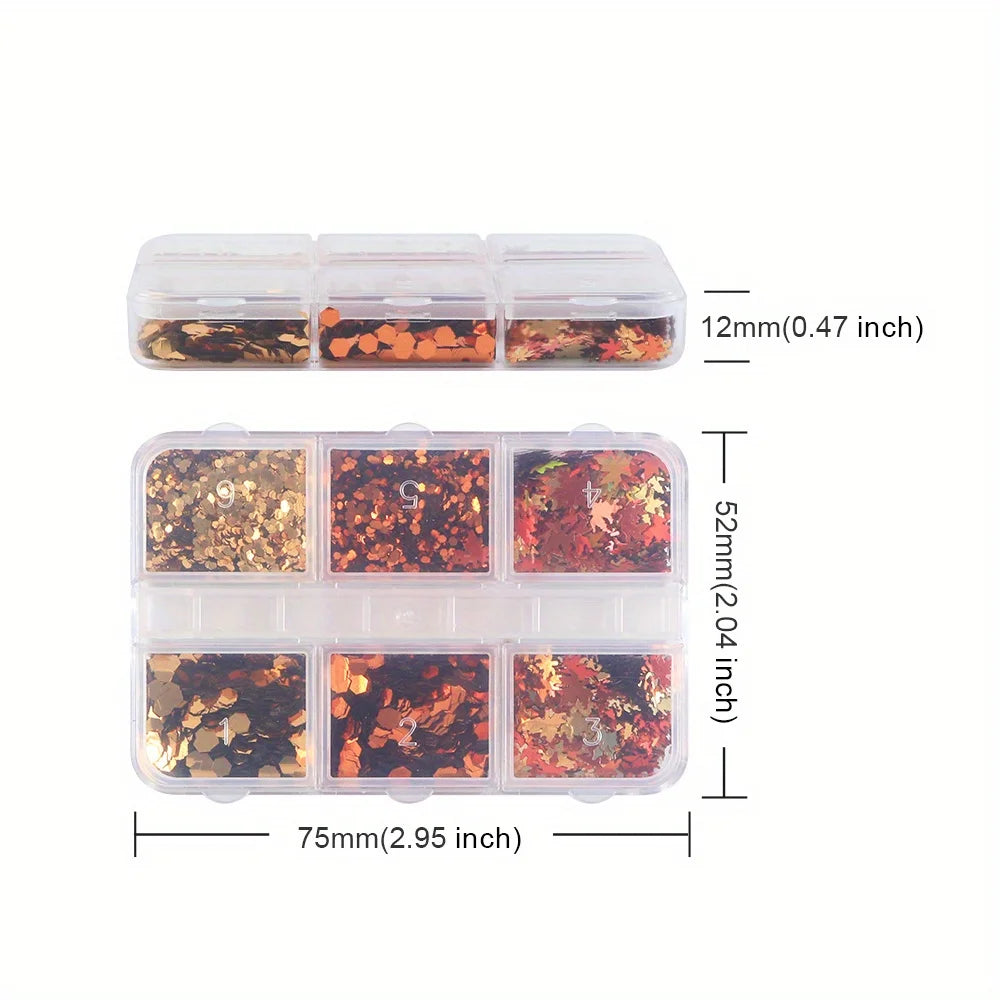 Autumn Nail Glitter Flakes Set, 6 Grids - product image 5