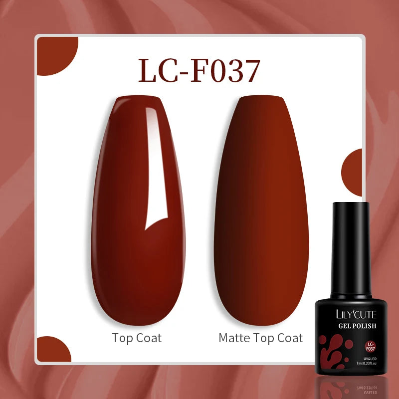 Lac de unghii cu gel LILYCUTE, sclipici roșu închis, 7 ml