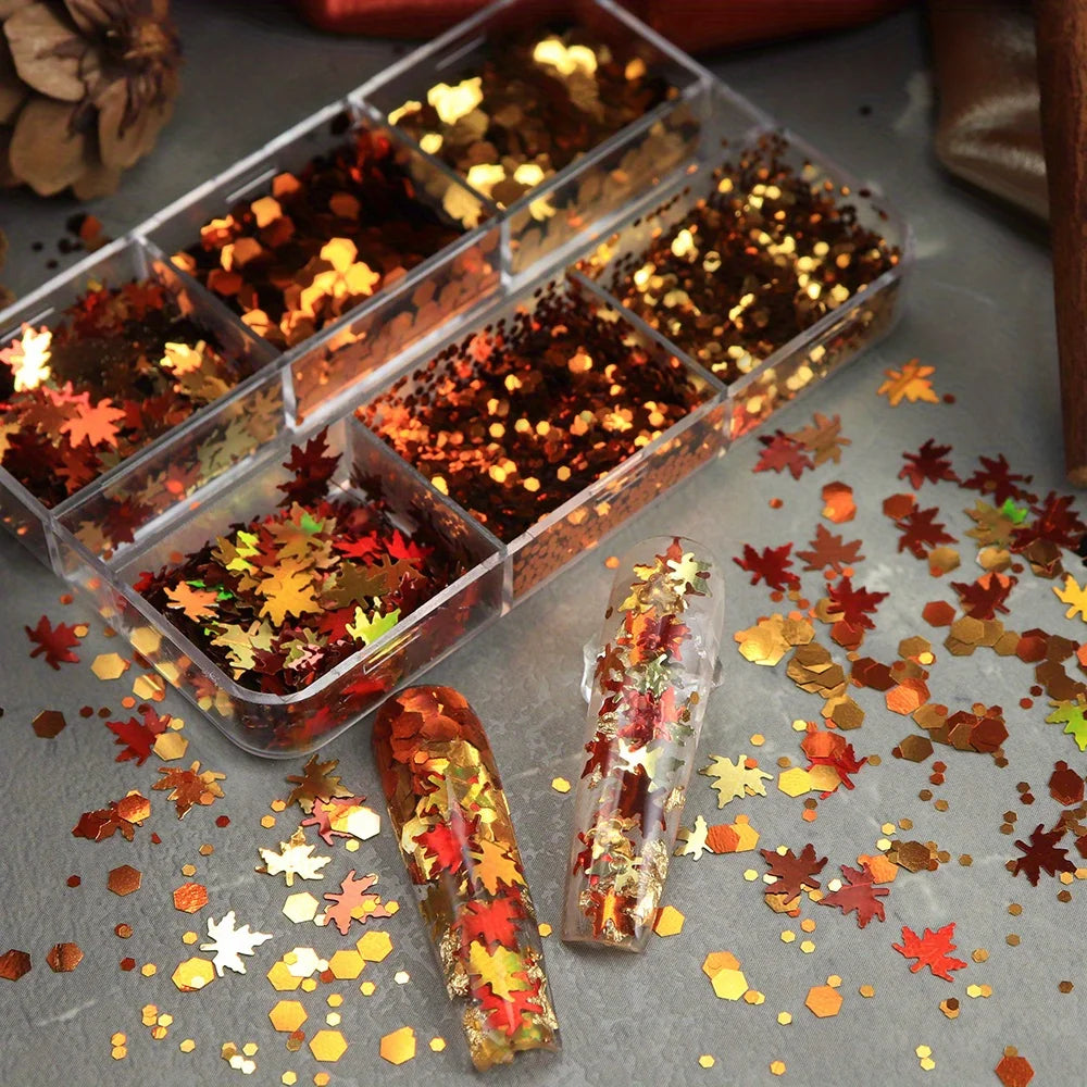 Autumn Nail Glitter Flakes Set, 6 Grids - product image 3