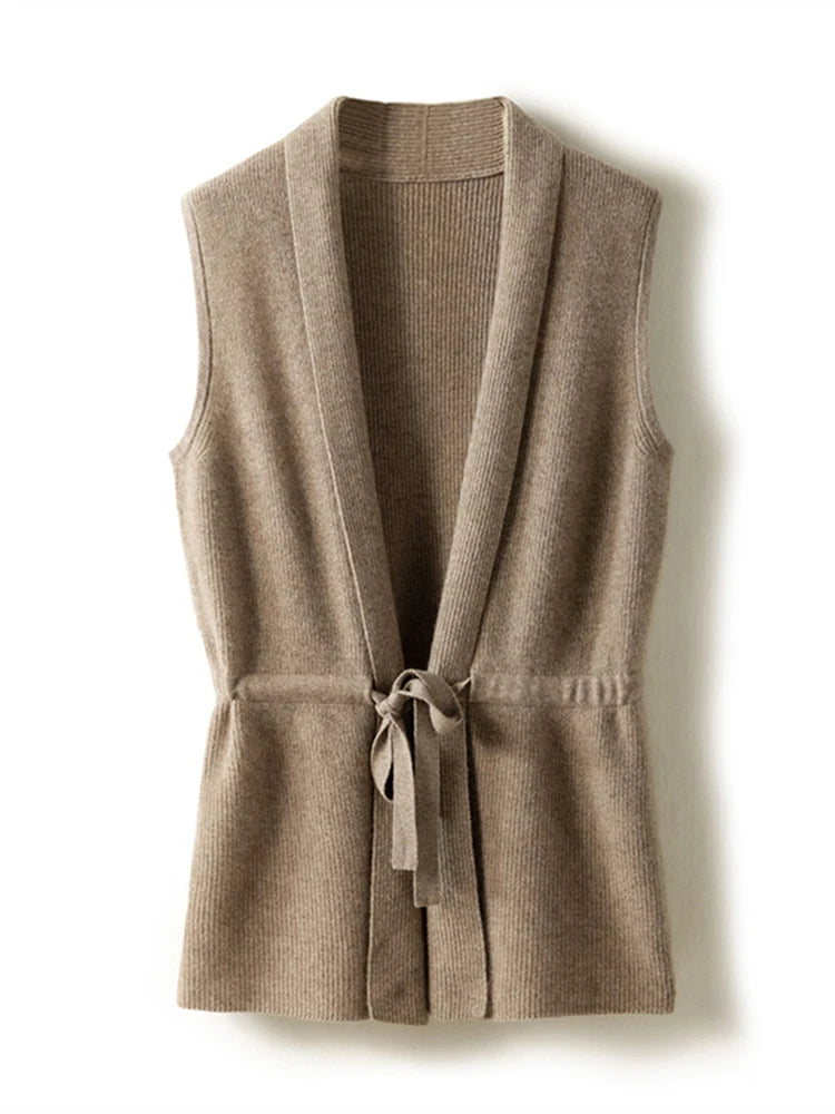 Women's Merino Wool V-Neck Knit Vest - product image 6