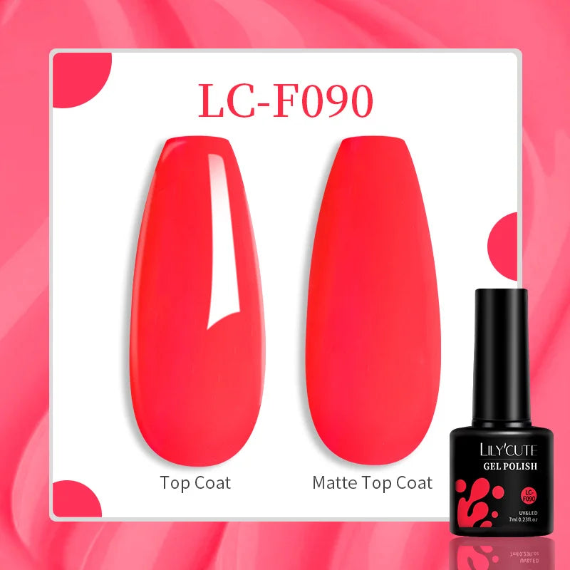 Lac de unghii cu gel LILYCUTE, sclipici roșu închis, 7 ml