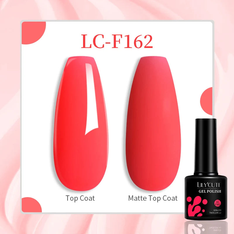 Lac de unghii cu gel LILYCUTE, sclipici roșu închis, 7 ml