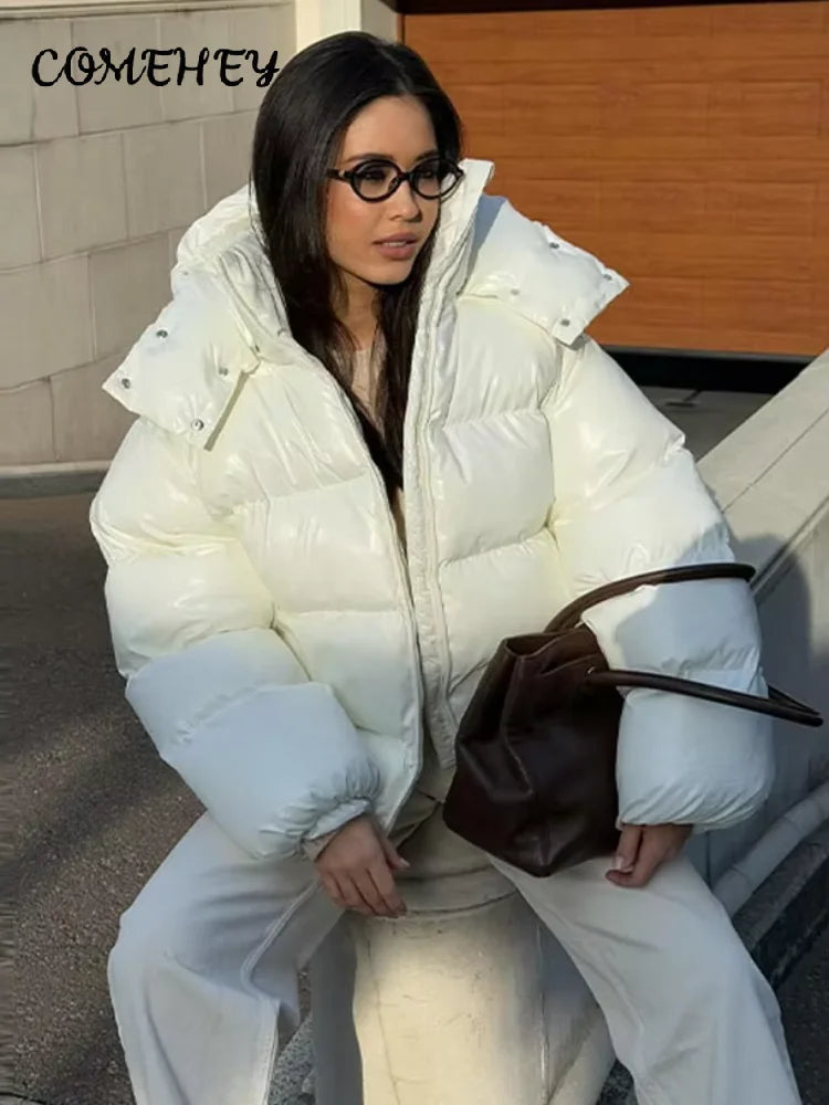 Women's Glossy Hooded Puffer Jacket - product image 2