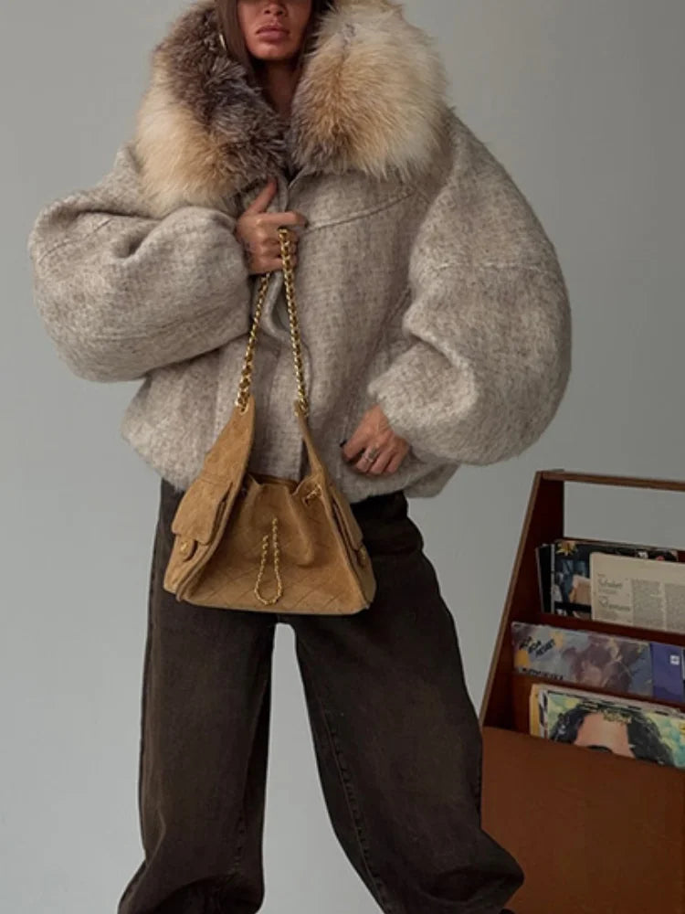 Women's Hooded Faux Fur Collar Coat - product image 2