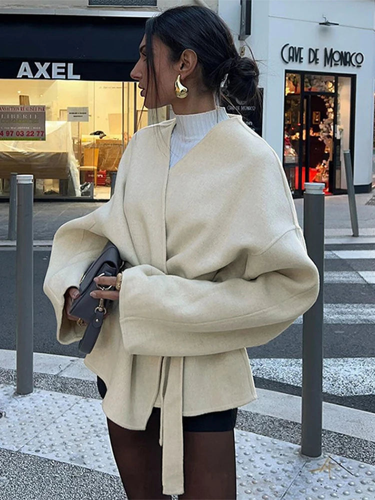 Women's Belted Short Wool-Style Coat - product image 4