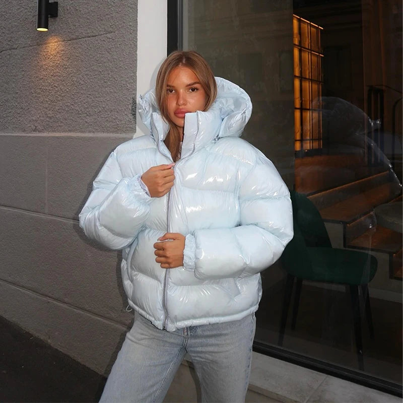 Women's Glossy Hooded Puffer Jacket - product image 9