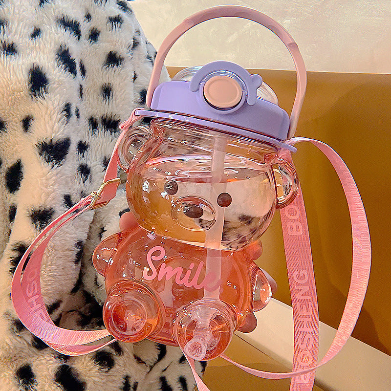 Bear Straw Water Bottle with Carry Strap