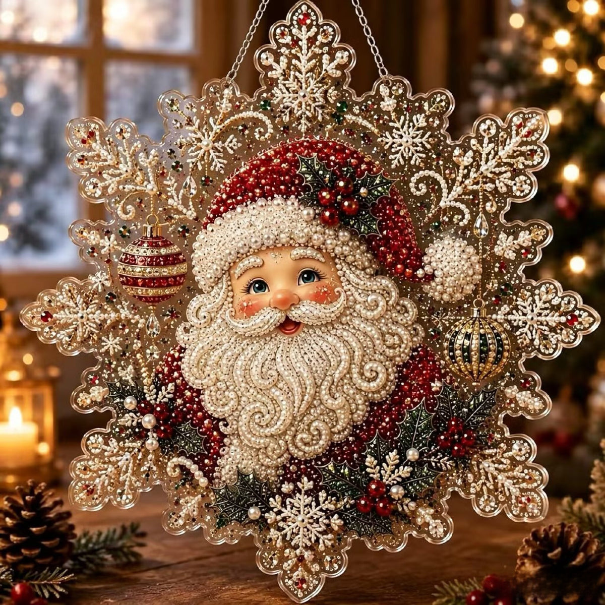 Ornament de Crăciun cu pictură cu diamante 5D