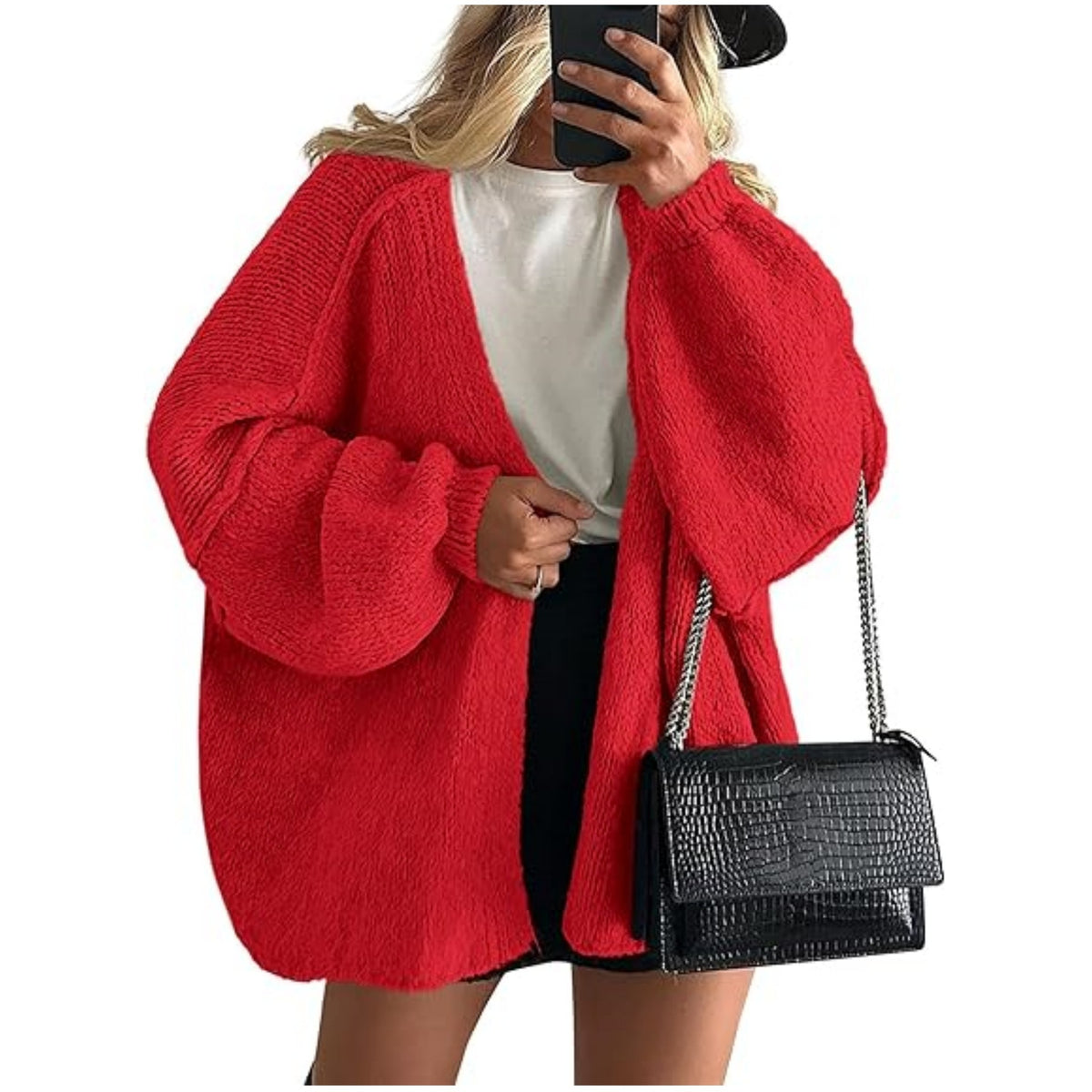 Women's Textured Long-Sleeve Open-Front Cardigan
