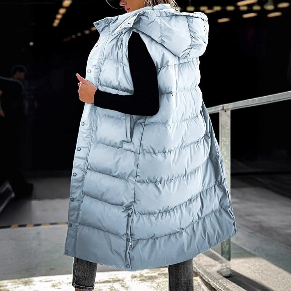 Women's Longline Hooded Padded Vest