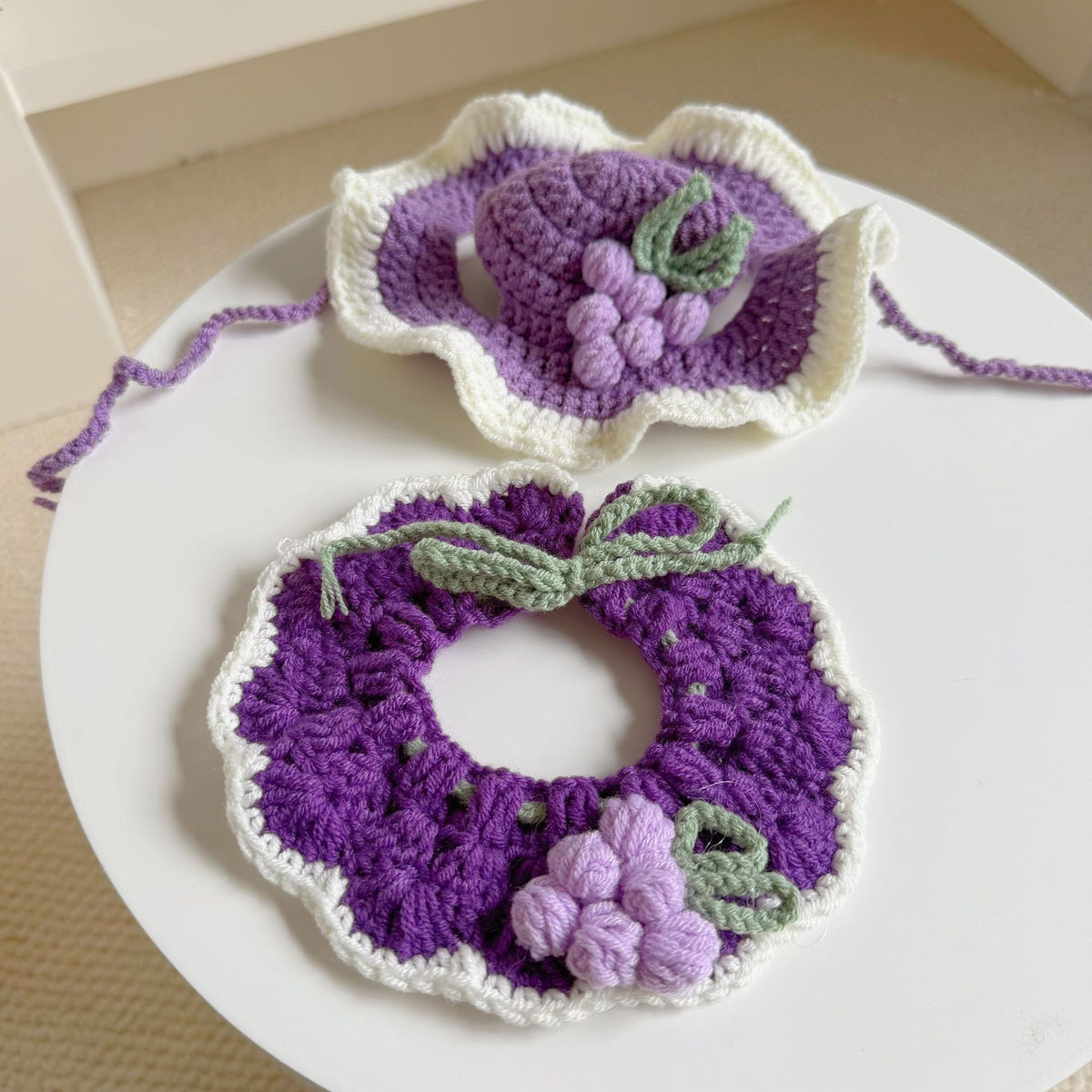 Crochet Pet Hat & Collar Costume Set - image 12